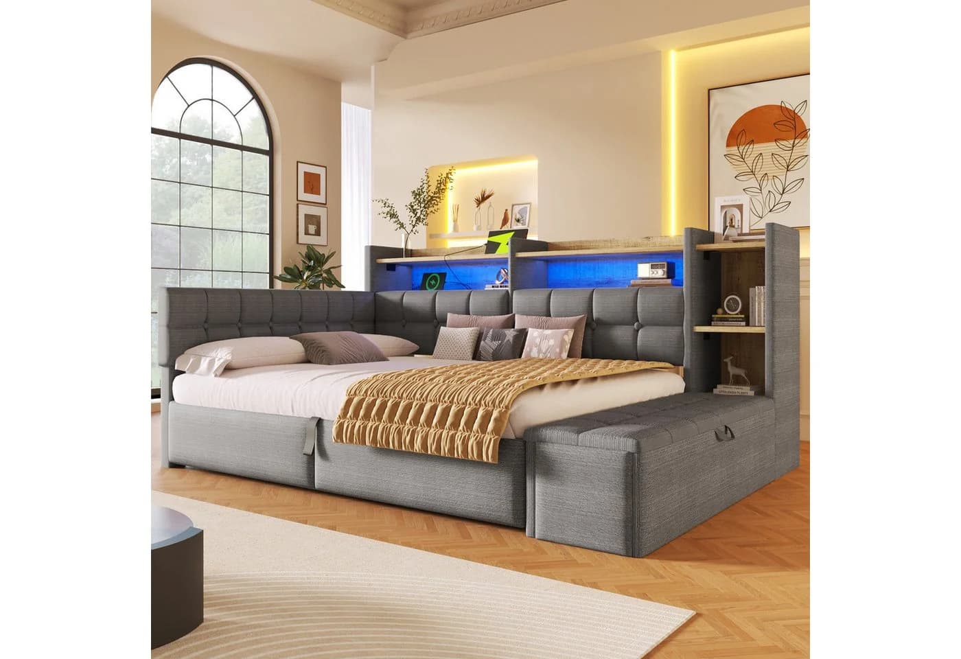 Flieks Daybett 140x200cm mit LED, USB und Samtbezug