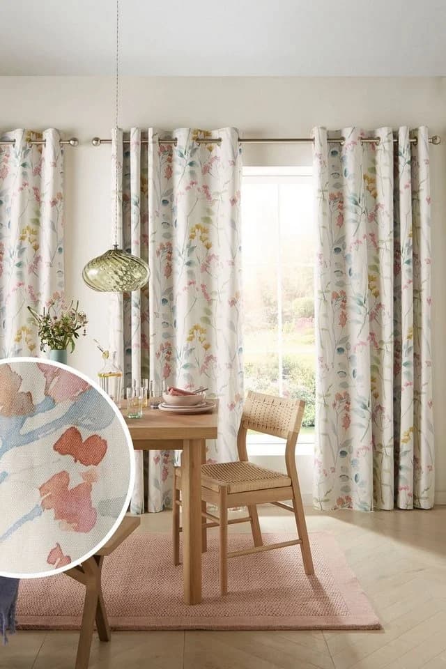 Next Vorhang Isla Geblümte Vorhänge Rosa Baumwolle Set