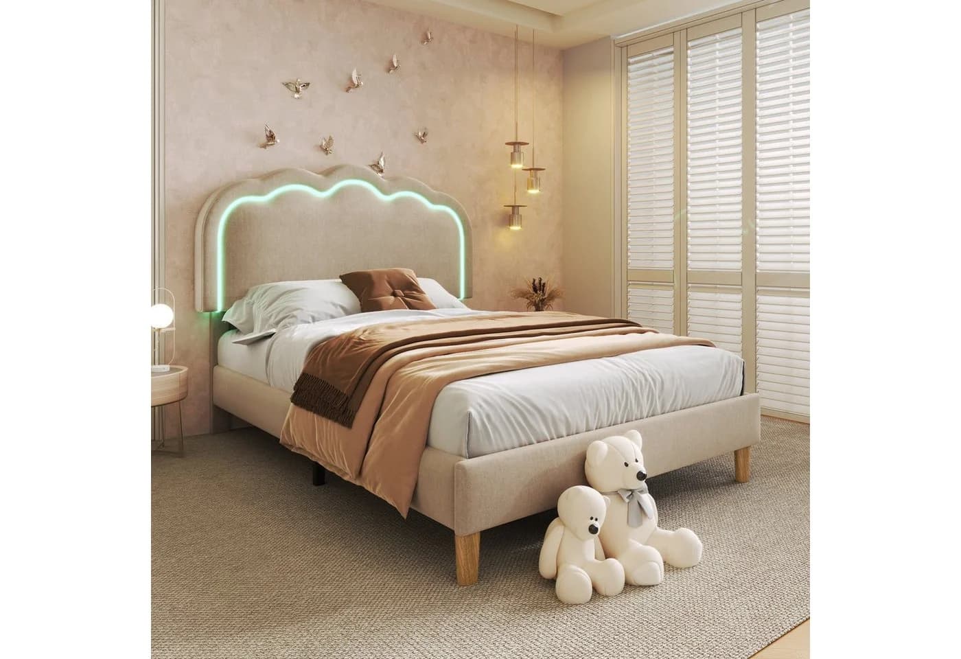 Flieks Polsterbett mit LED-Beleuchtung Einzelbett
