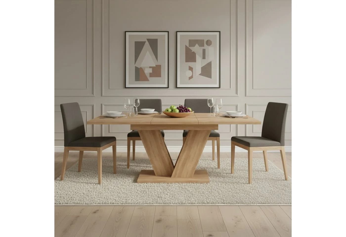 Flieks Ausziehbarer Esstisch Holzoptik Beige