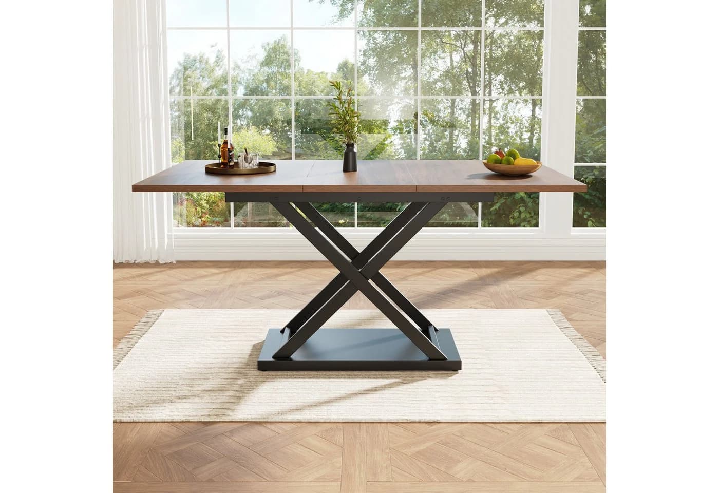 Flieks Esstisch Erweiterbar 120-160cm Braun Holzwerkstoff Eisenbeine