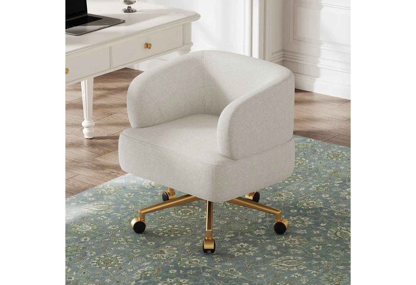 Flieks Drehstuhl mit Rollen, 360° drehbar, Beige