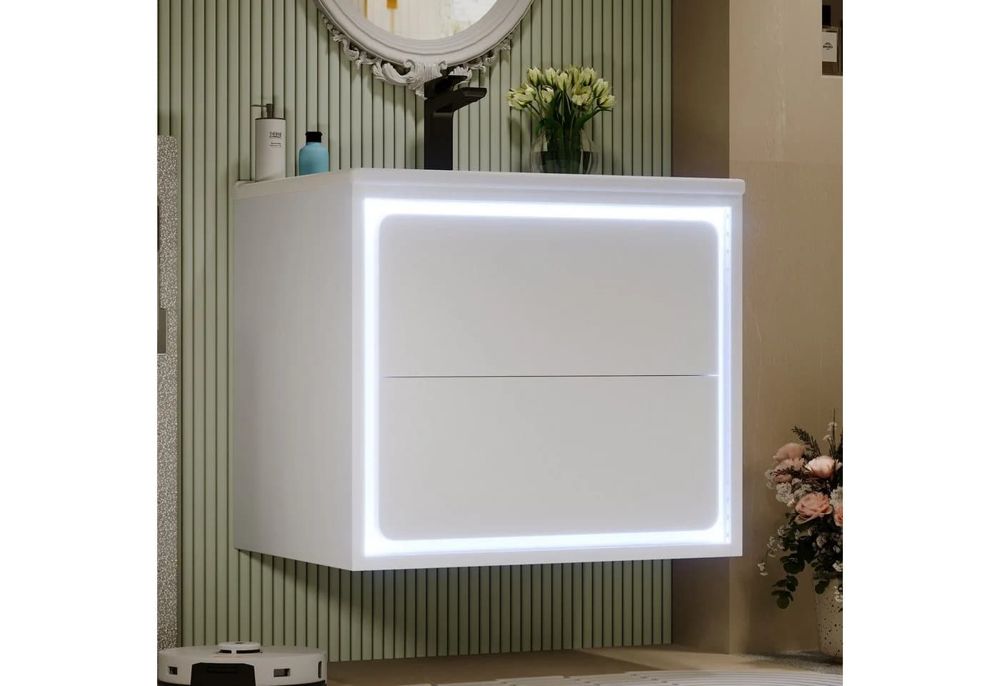 Merax Waschtisch mit LED-Radarsensor-Beleuchtung