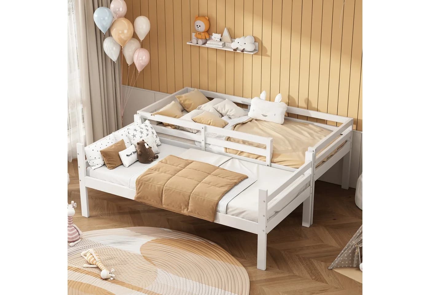 Merax Etagenbett Weiß Abnehmbar Kieferholz Kinderbett