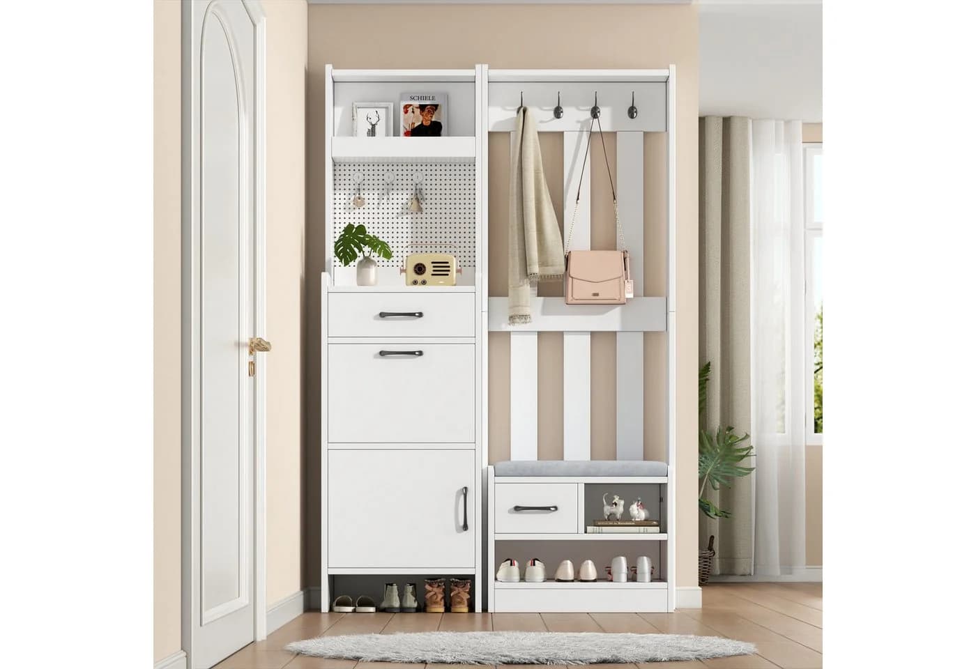 Merax Garderobenständer 7-in-1 Weiß
