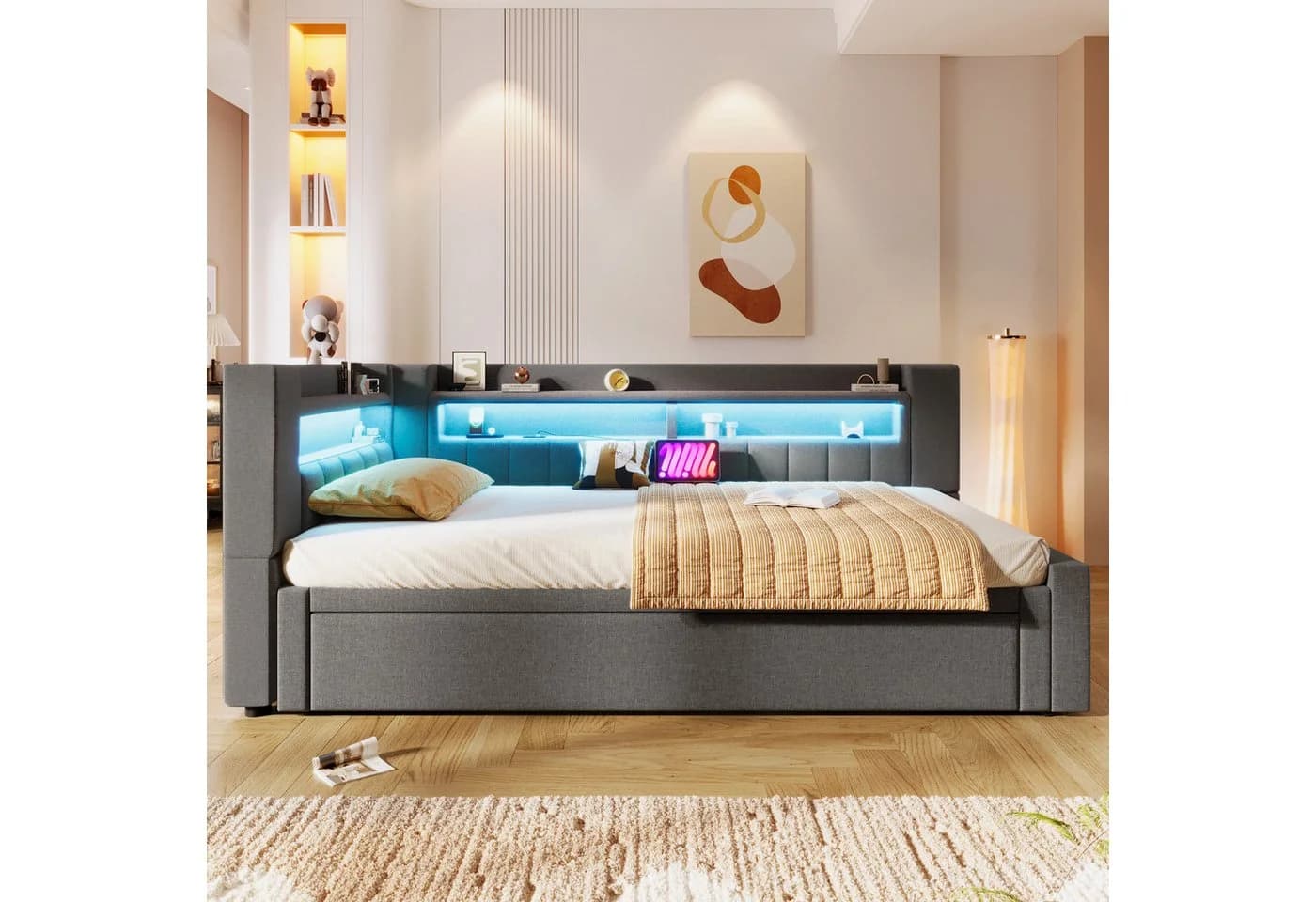 Merax Daybett 90x200cm/180x200cm mit LED-Beleuchtung, USB & Typ-C