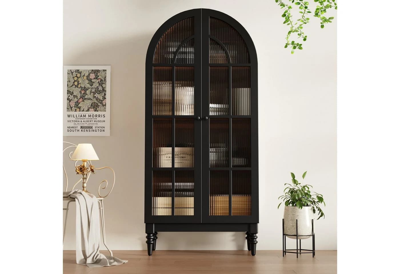 Flieks Hochschrank Bogen-Mehrzweckschrank mit Glastüren