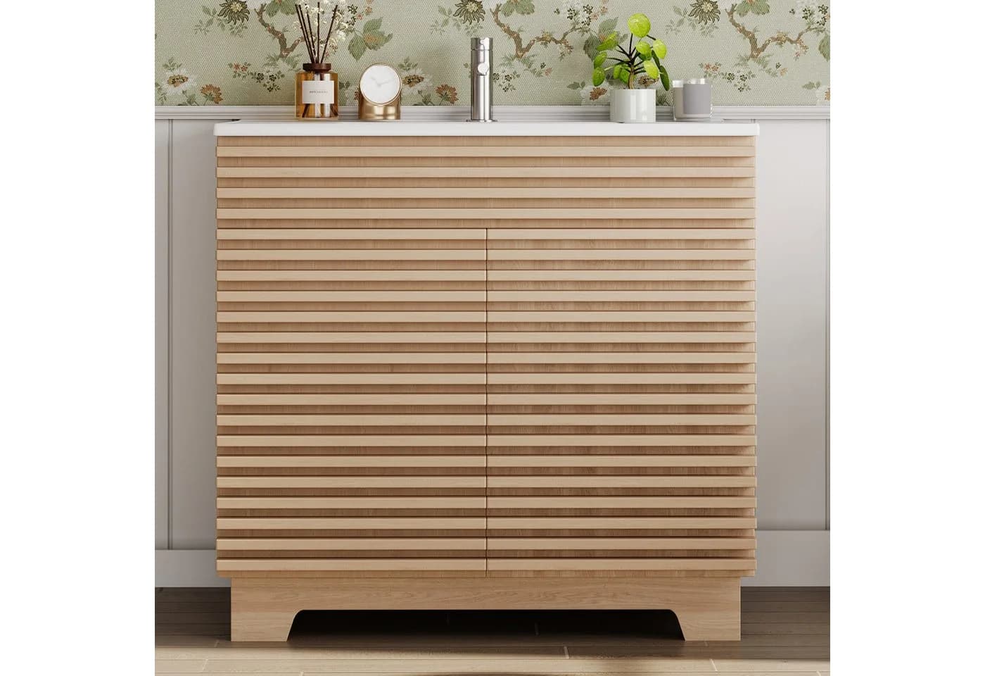 Flieks Waschtischunterschrank mit Waschbecken Natur Landhausstil