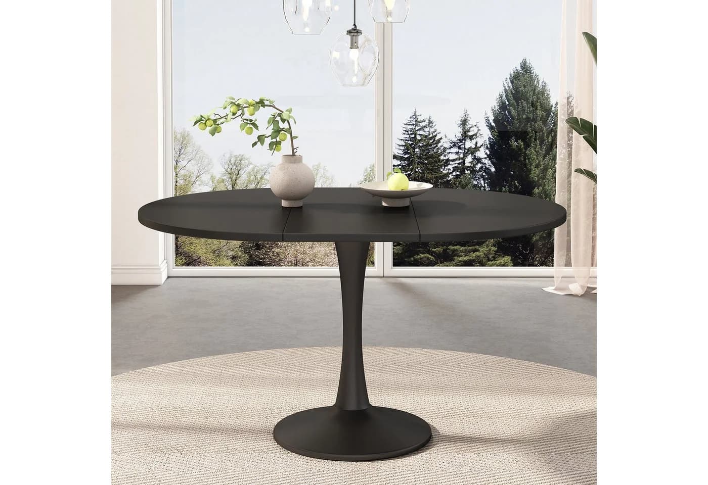 Flieks Esstisch Ausziehbar 100-140cm Weiß/Schwarz