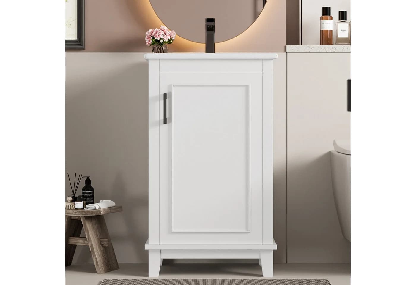 Flieks Waschtisch mit Türregalen Weiß Bodenstehend