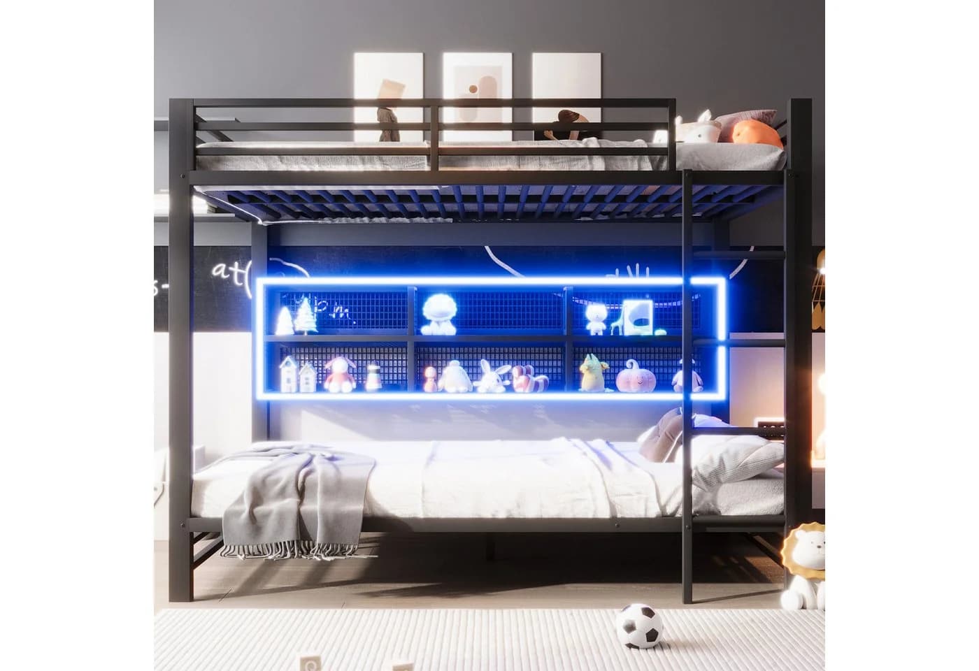 Merax Etagenbett 140x200cm mit LED-Beleuchtung