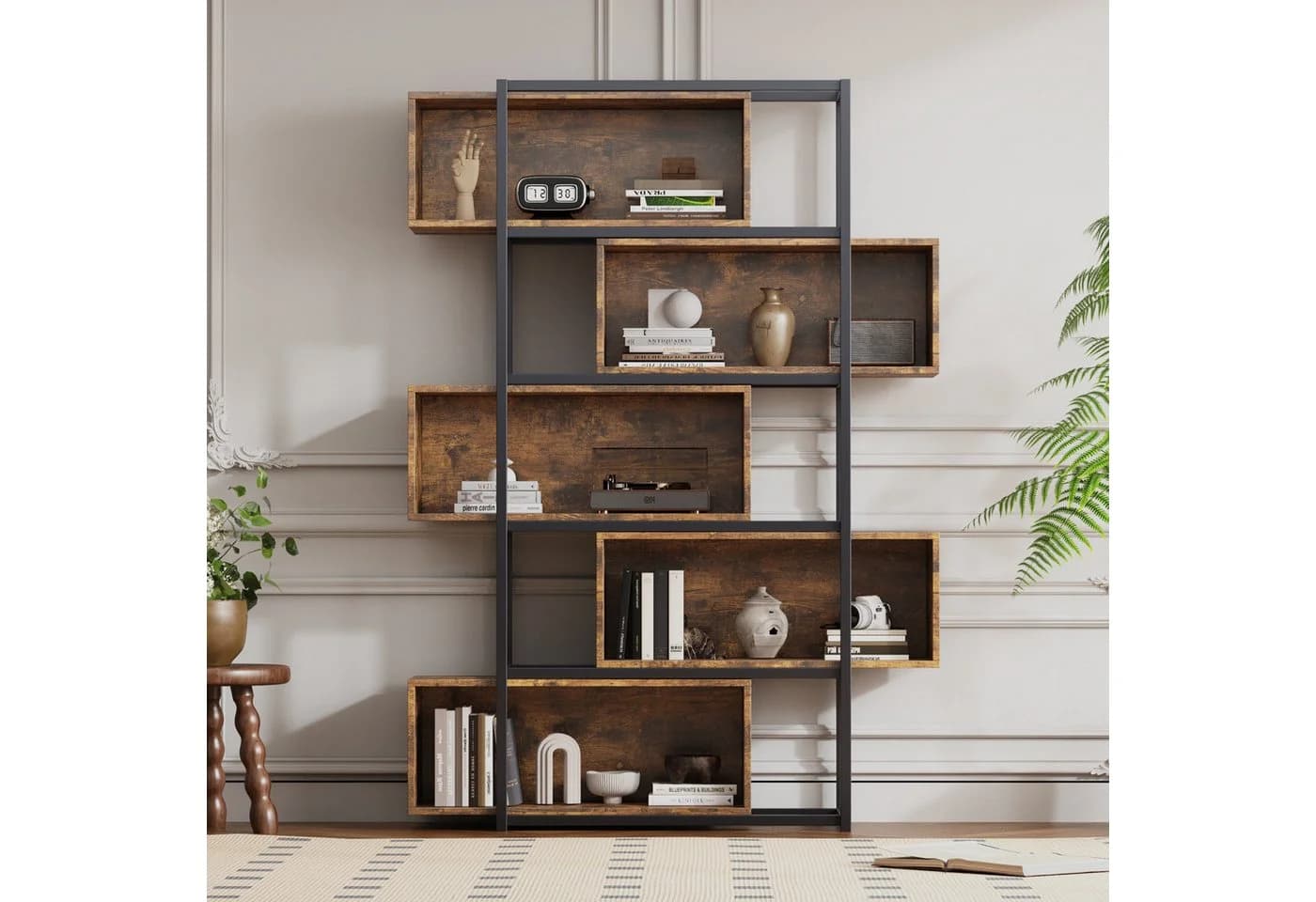 Flieks Bücherregal 1-tlg. Standregal mit 5 Abnehmbaren Ebenen Stahlgestell
