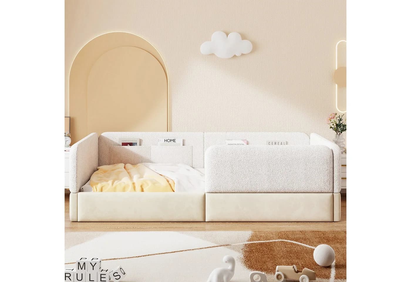Flieks Kinderbett Polsterbett mit Schutzgitter und Aufbewahrungstasche