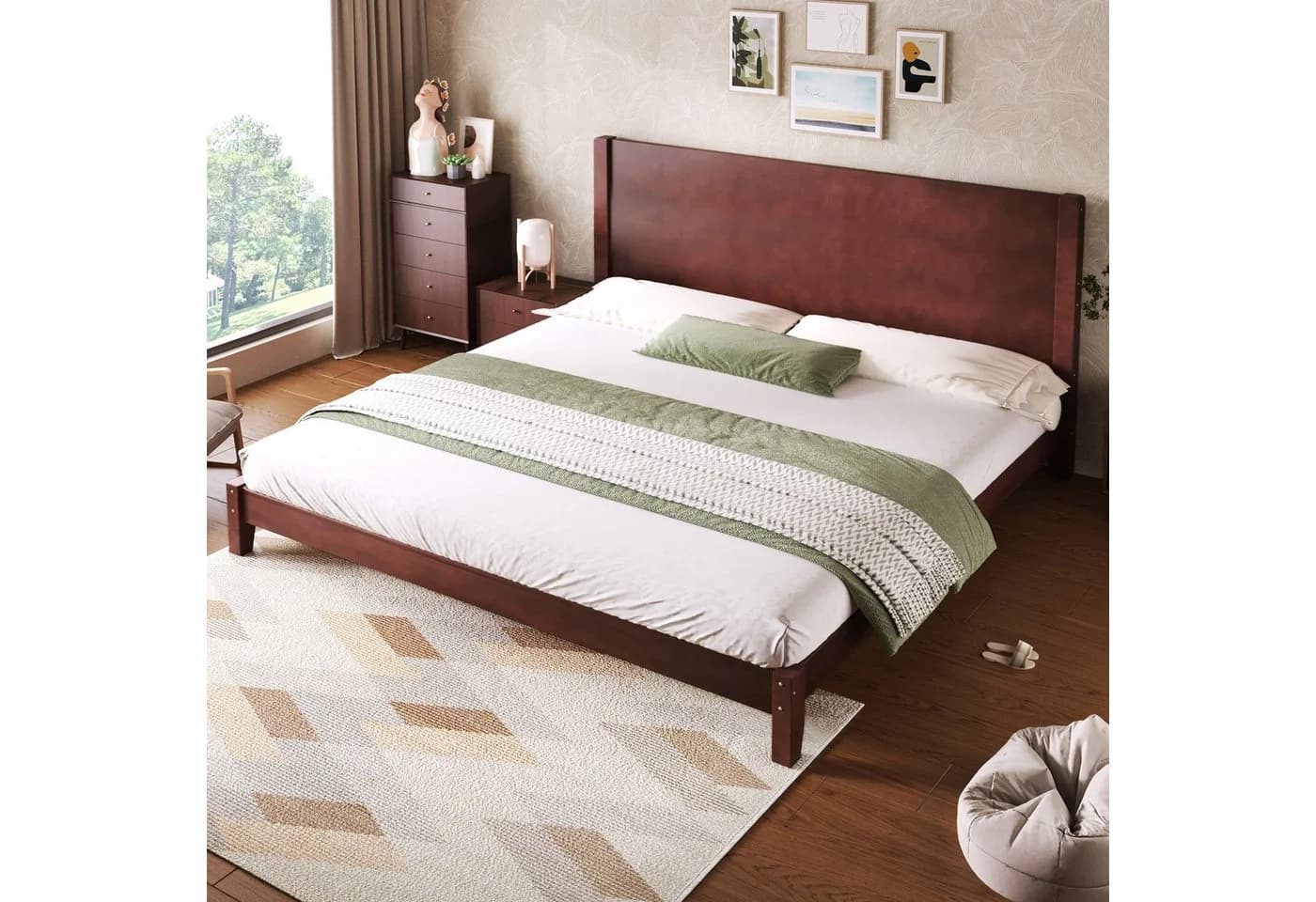 Flieks Holzbett 180x200 Braun mit Kopfteil und Lattenrost