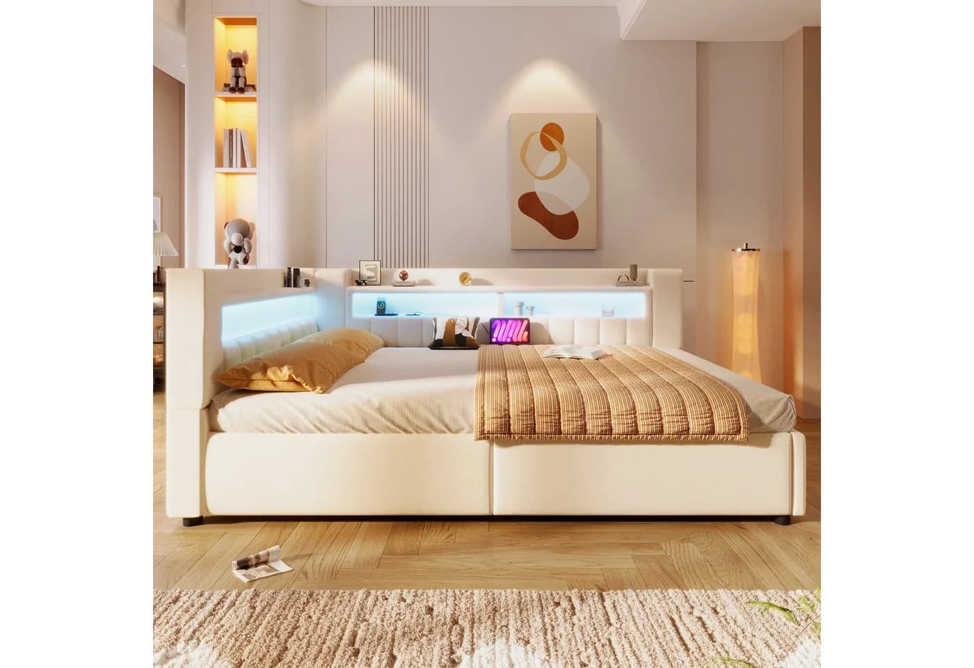 Merax Daybett 140x200cm mit LED-Beleuchtung & USB, Typ-C Ladefunktion