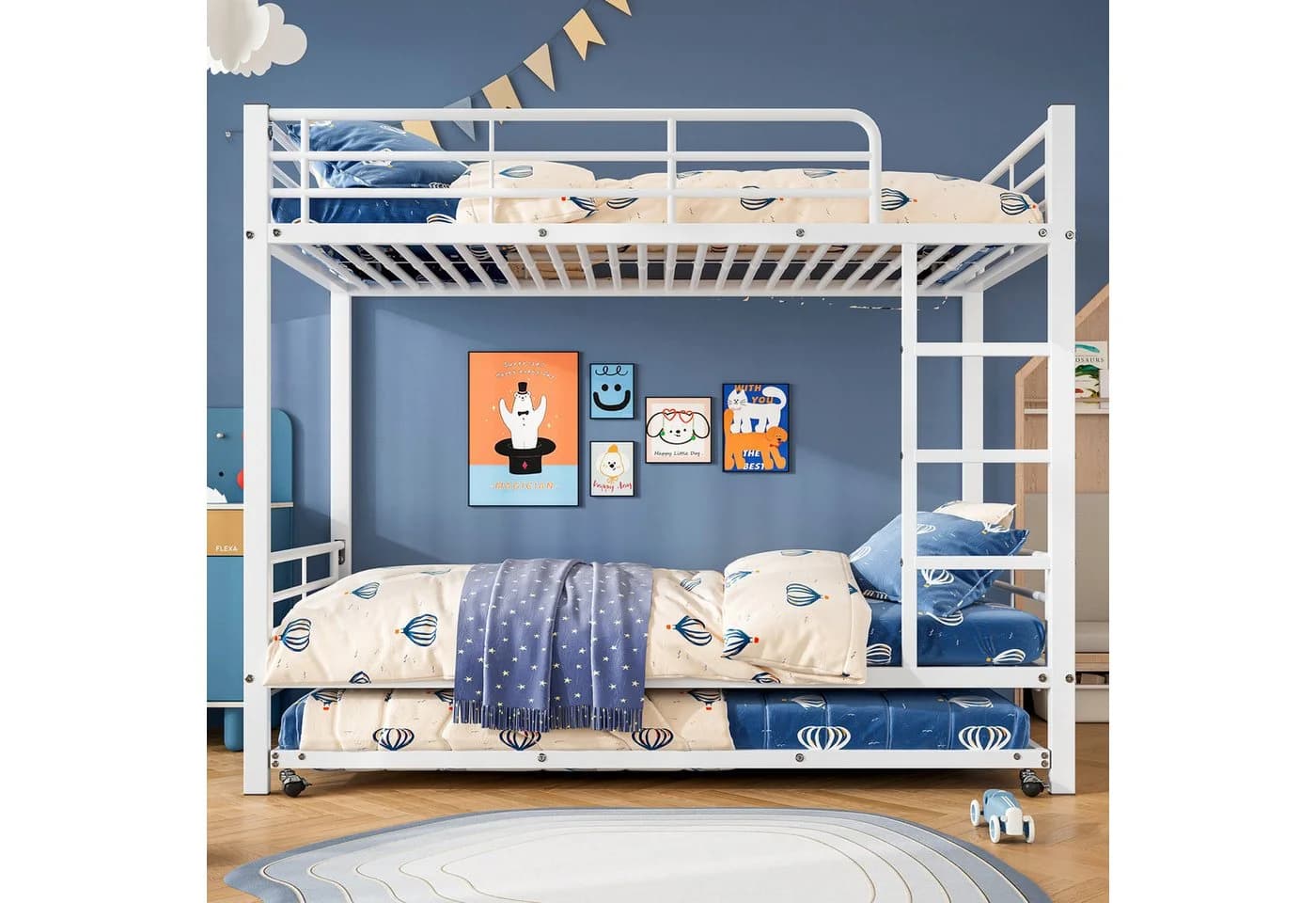 Flieks Dreierbett Metallbett mit Ausziehbett und Leiter