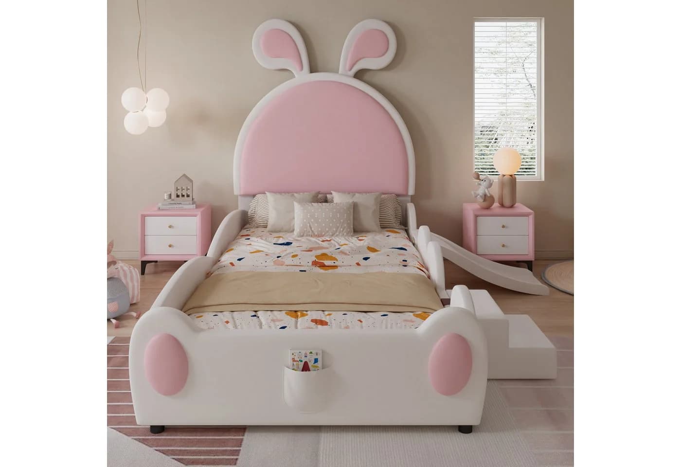 Flieks Kinderbett Prinzessinbett Hasenohren 90x200cm mit Rutsche