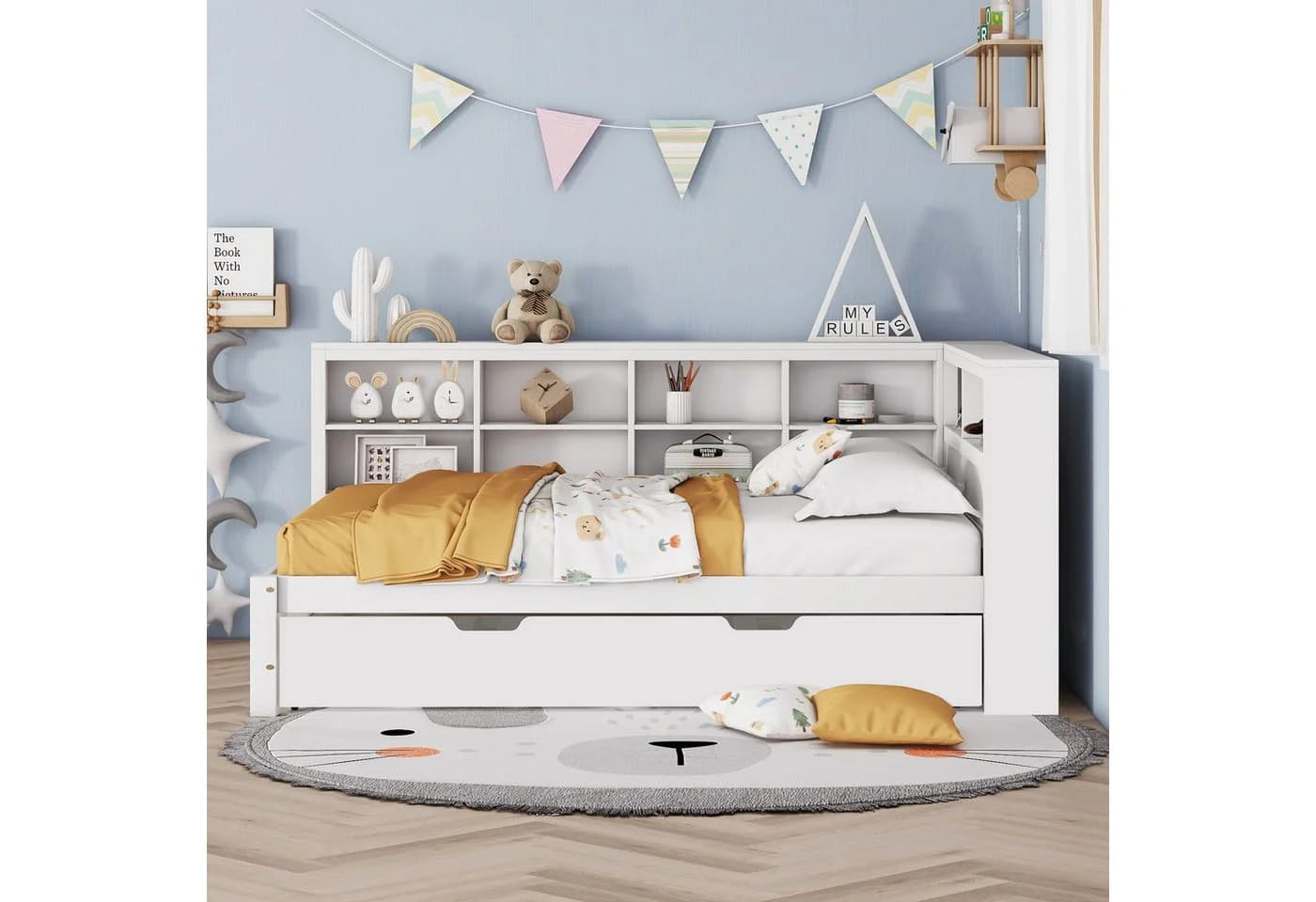 Flieks Massivholzbett Doppelbett mit Stauraum und USB