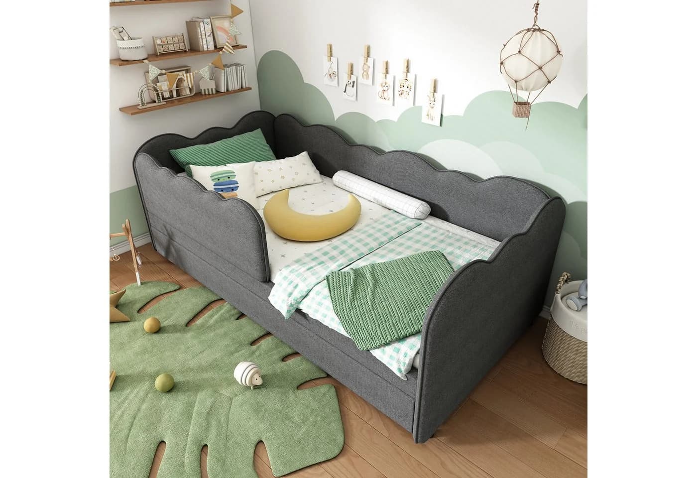 Flieks Daybett Grau mit Ausziehbett Leinenbezug