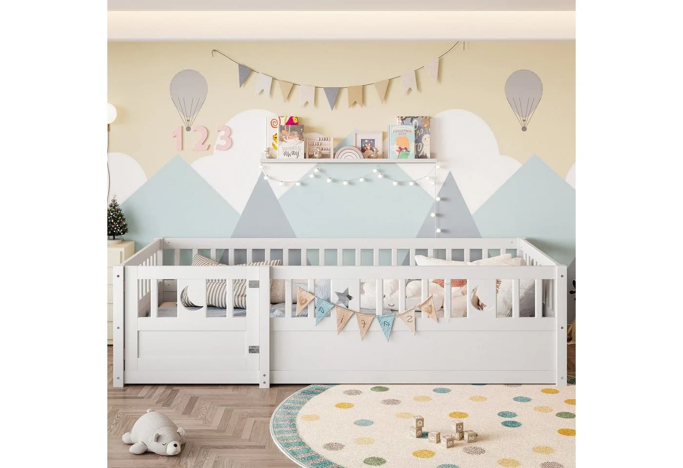 Flieks Kinderbett Massivholzbett 90x190cm mit Gitter