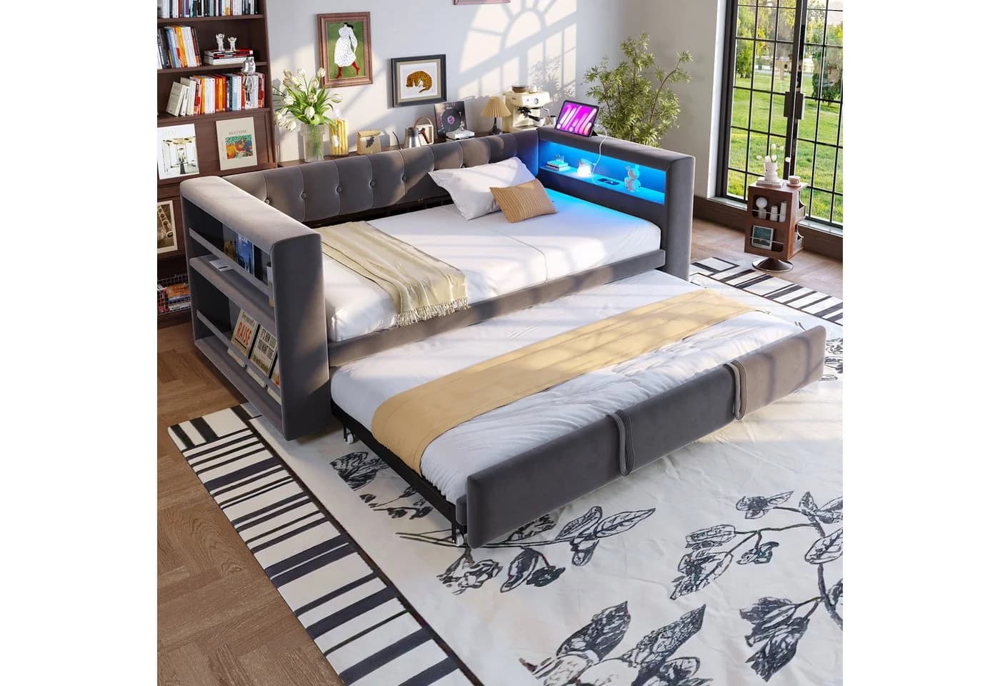 Flieks Daybett Polsterbett Schlafsofa 90/180×190cm Samt