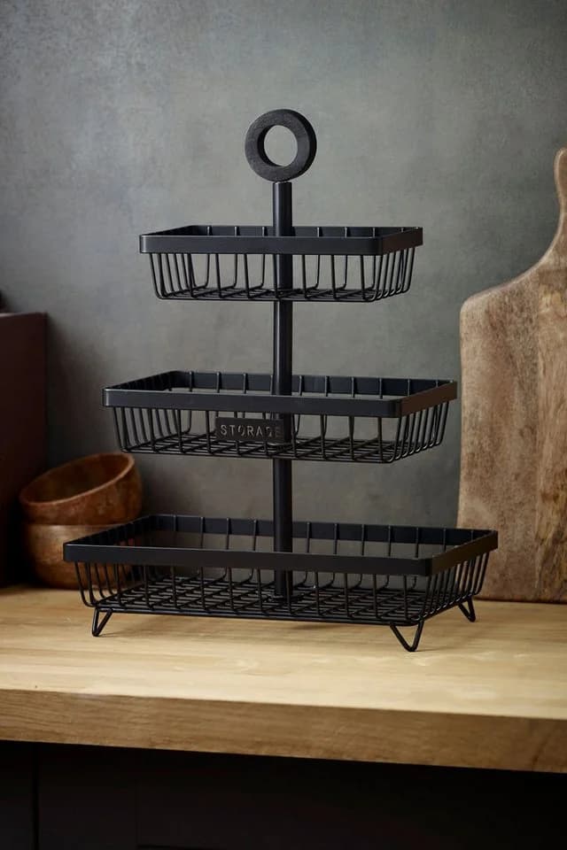 Next Obstschale Bronx 3-Ebenen Metall Schwarz