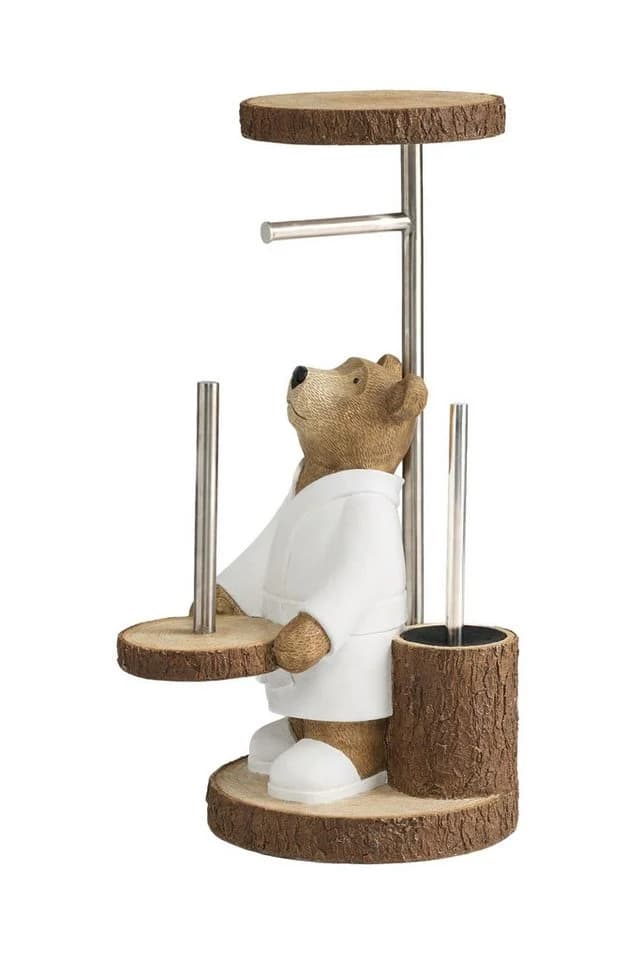 Next Toilettenpapierhalter und Bürstenhalter Bertie Bär Beige Kunstharz