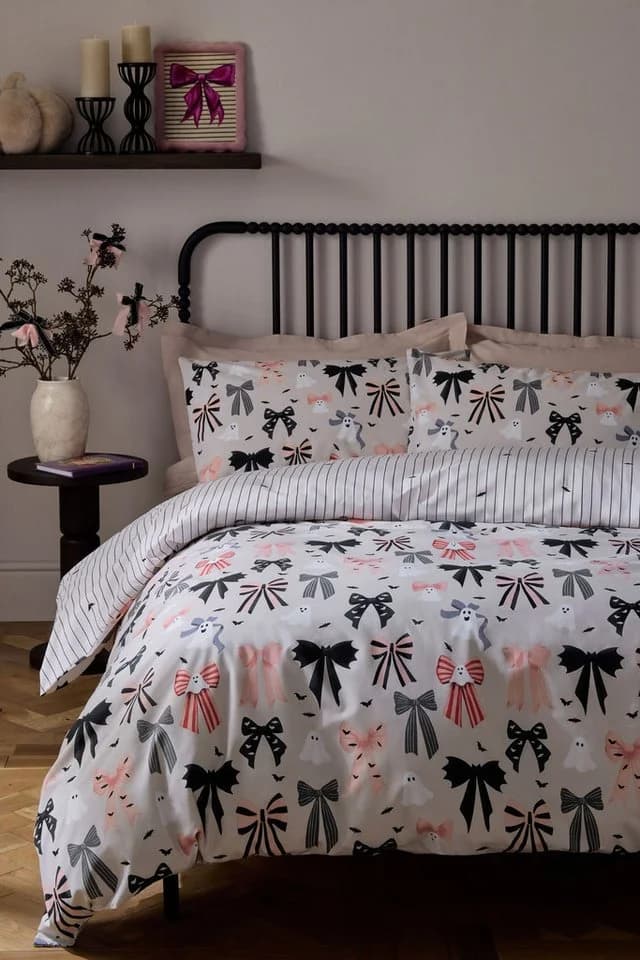 Next Wende-Bettwäsche Halloween Set Beige Baumwolle Polyester