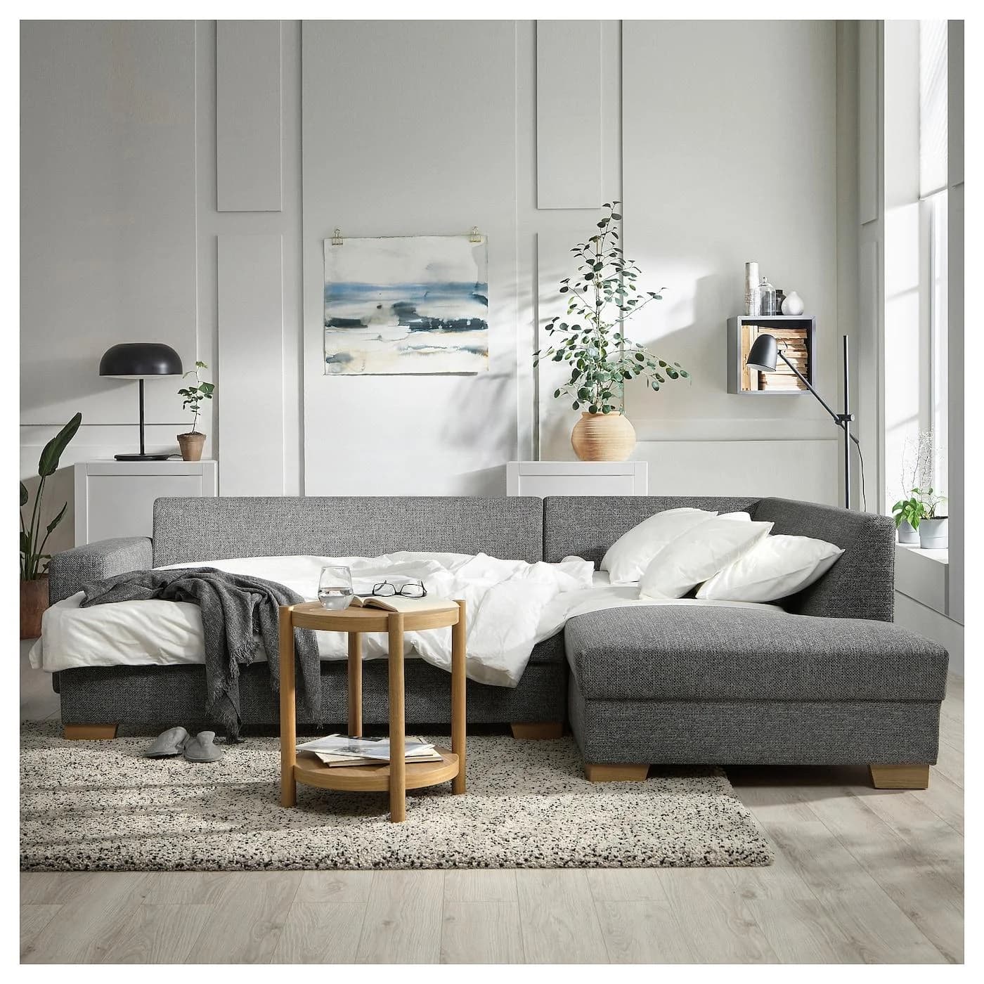 IKEA SÖRVALLEN 3er-Eckbettsofa Schwarz Grau