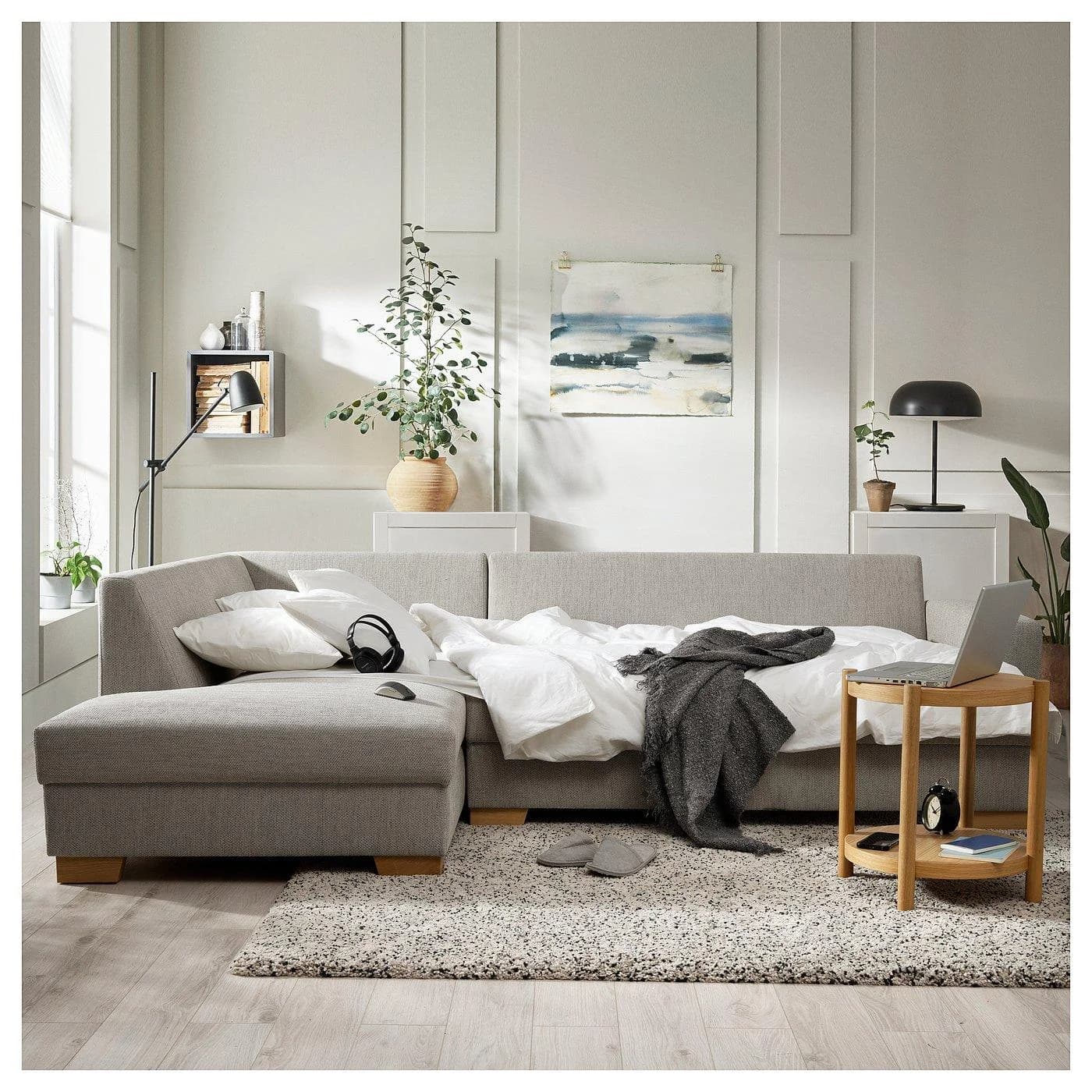 IKEA SÖRVALLEN 3er-Eckbettsofa Beige Braun