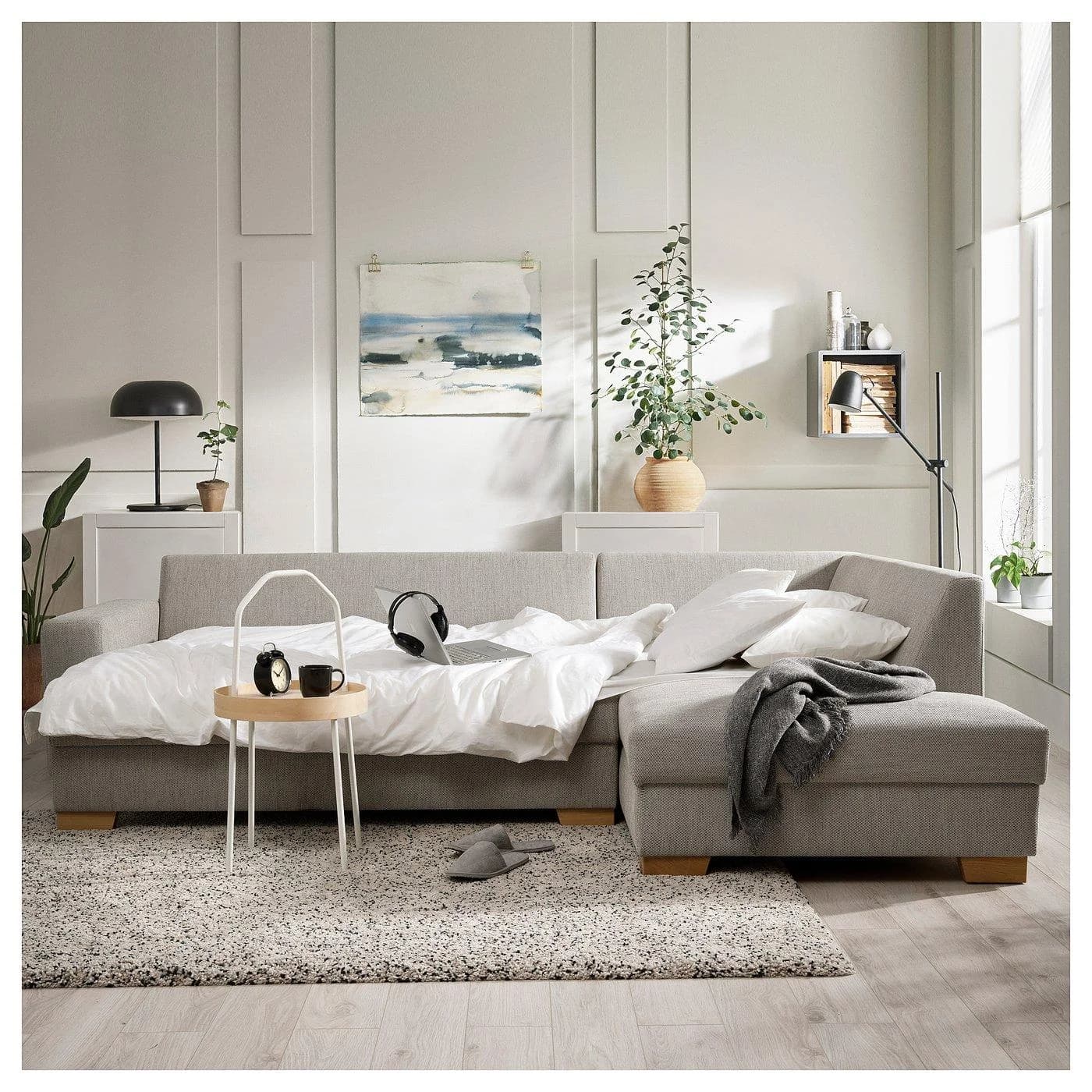 IKEA SÖRVALLEN 3er-Eckbettsofa Beige Braun