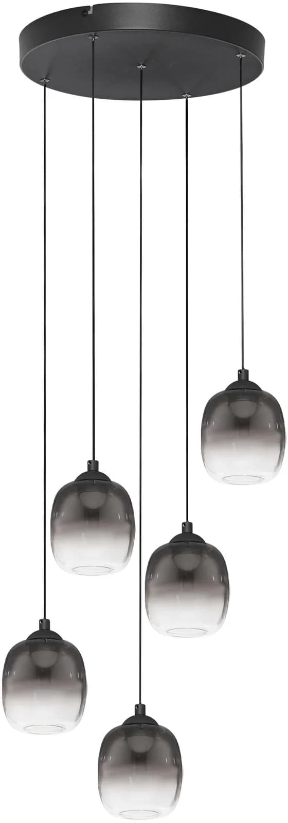 Schwarze Pendelleuchte aus Aluminium und Glas