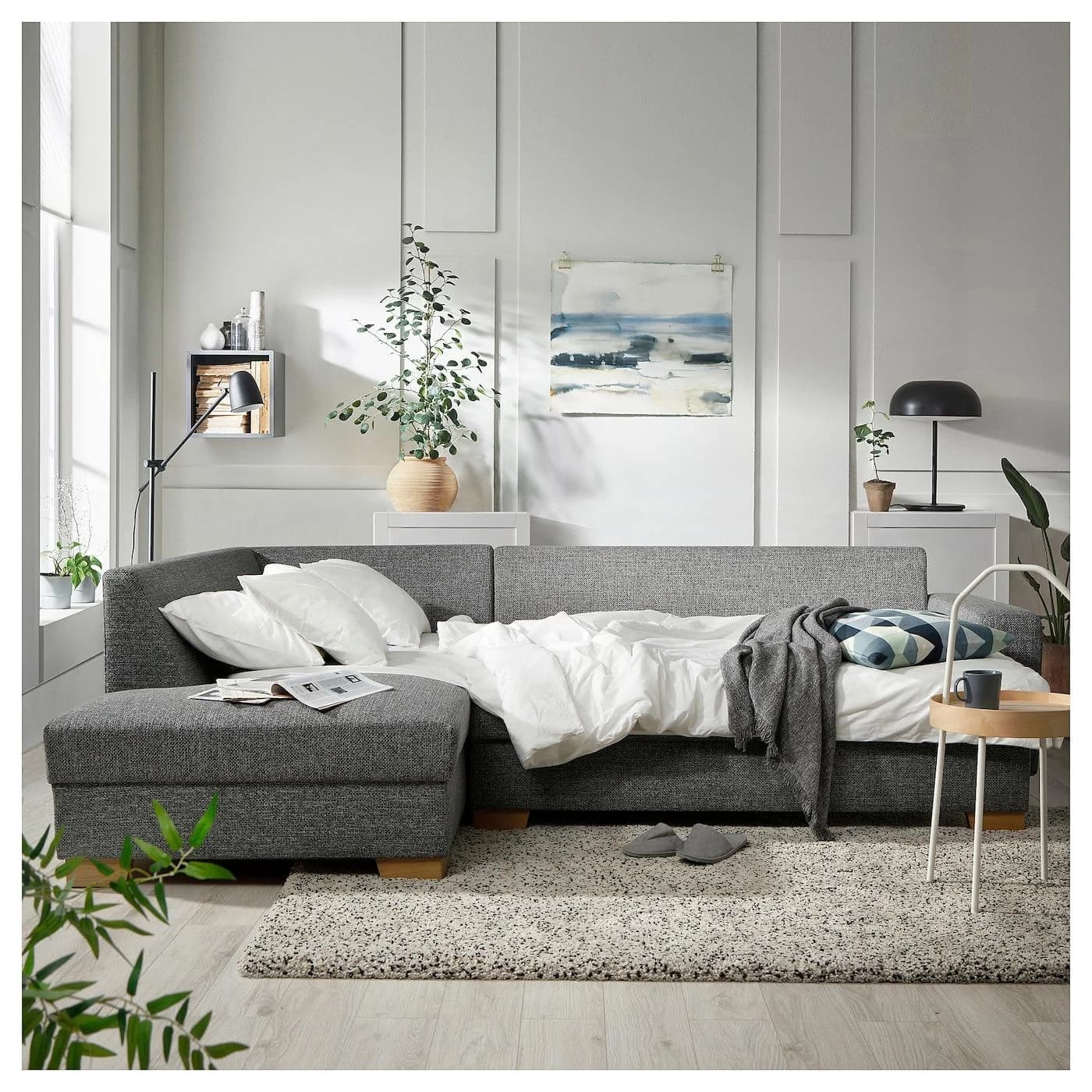 IKEA SÖRVALLEN 3er-Eckbettsofa Schwarz Grau