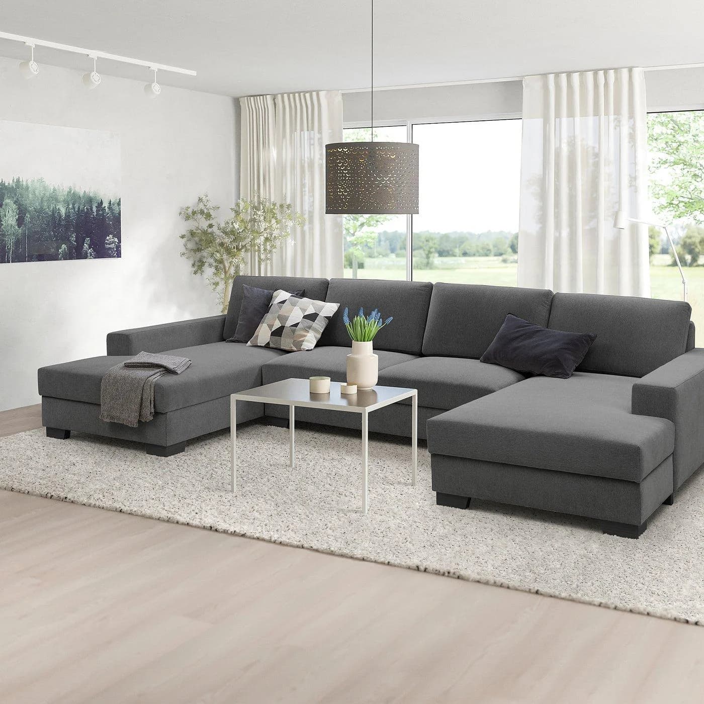 IKEA SÖRVALLEN 4er-Sofa mit Récamiere Grau