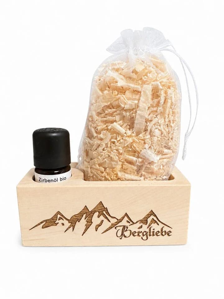 Zirbenvielfalt Zirbenset Bergliebe aus Zirbenholz mit Zirbenöl und Späne