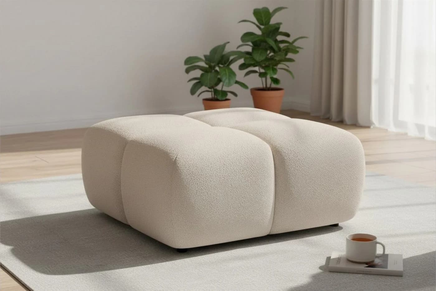 Fun Möbel Polsterhocker VEGA Beige Stoff Egon