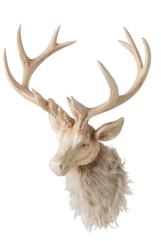 MF Wanddeko Rentierkopf Levin hellbeige Polyresin