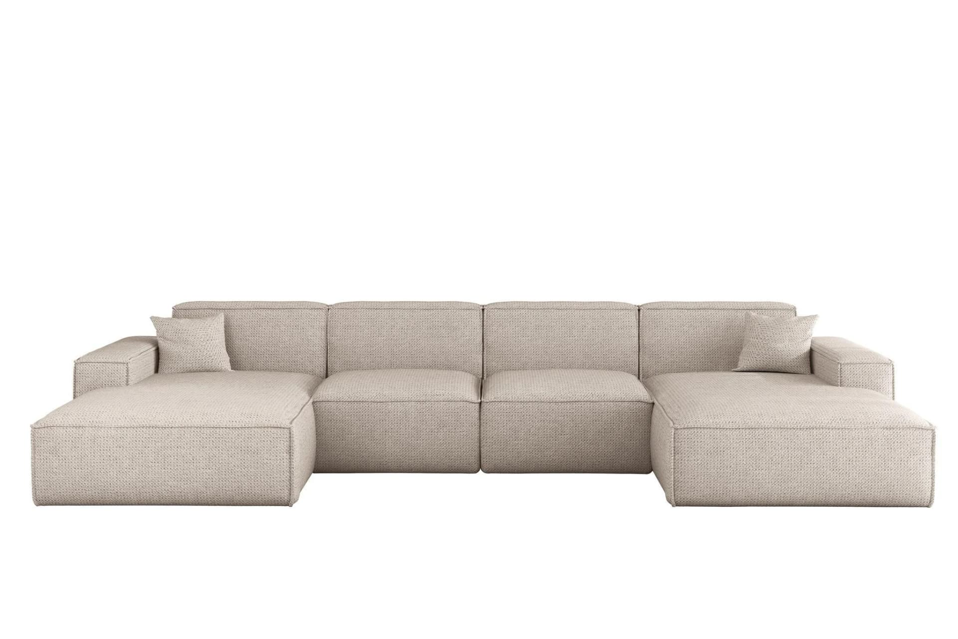 Fun Möbel Wohnlandschaft U-Form CELES PREMIUM Stoff Artico Creme
