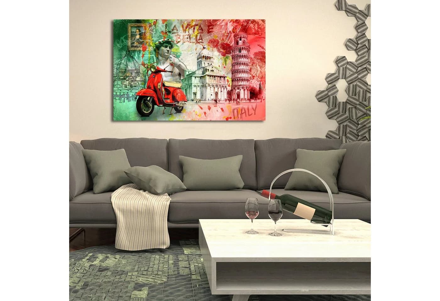 Artedinoi Leinwandbild Roter Roller Pop Art Wandbild