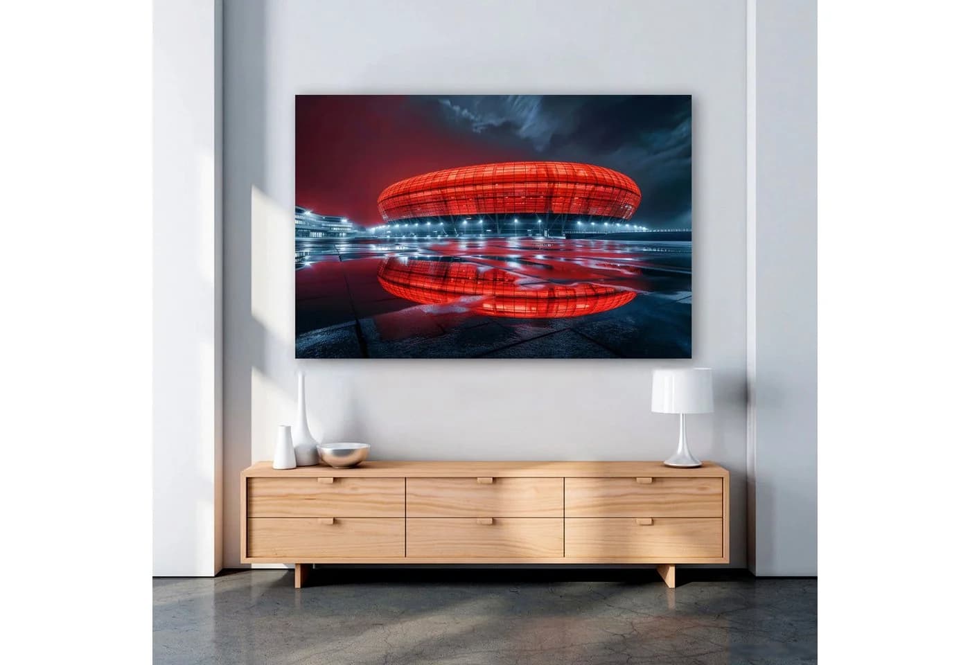 Artedinoi Leinwandbild Allianz Arena rot München Stadion
