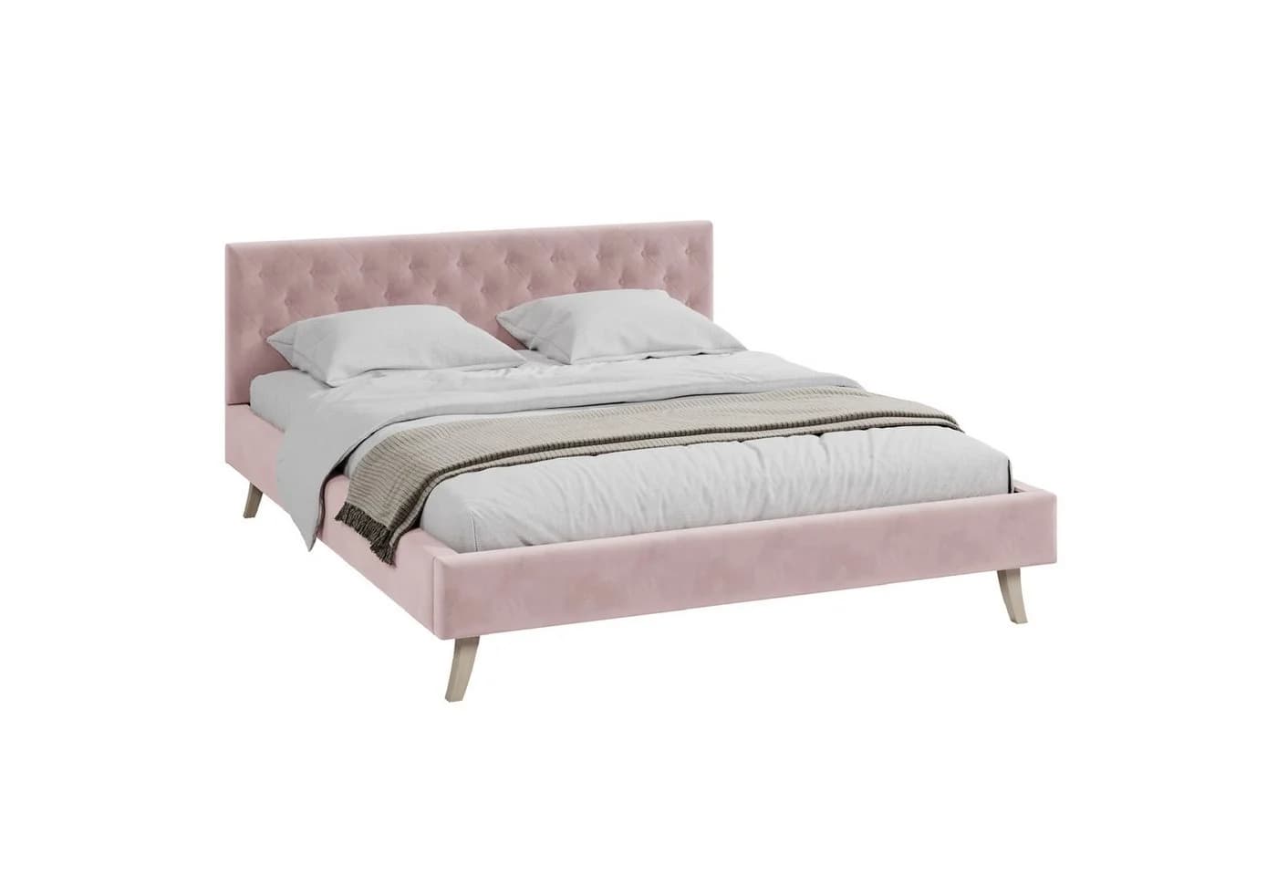 FDM Polsterbett ZUZA mit Bettkasten Rosa Velours