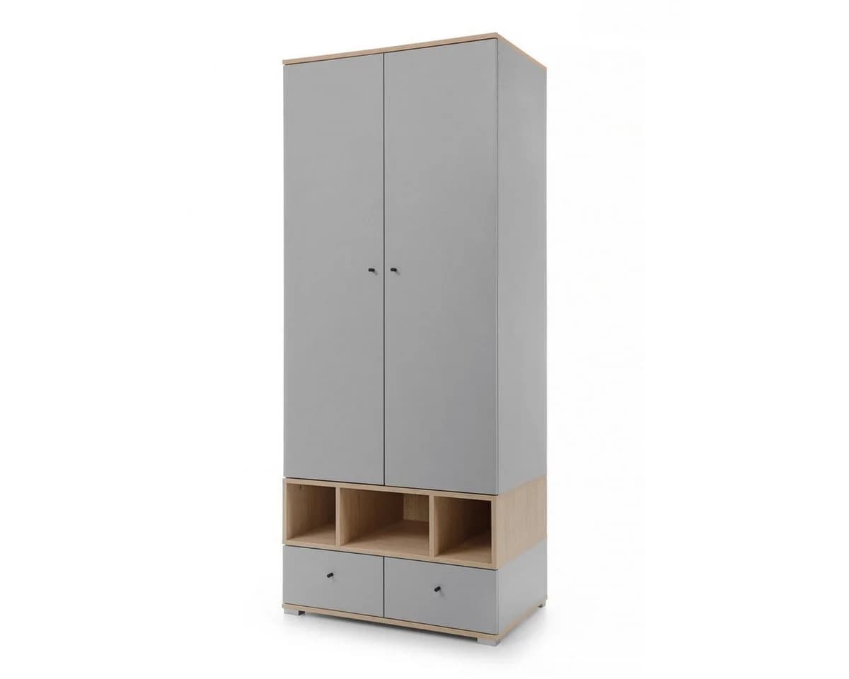QMM TraumMöbel Jugendzimmer-Set Oriel 6-tlg. Grau/Eiche