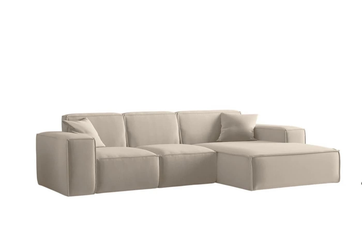 Fun Möbel Ecksofa CELES PREMIUM Opera Velvet Beige mit Ottomane