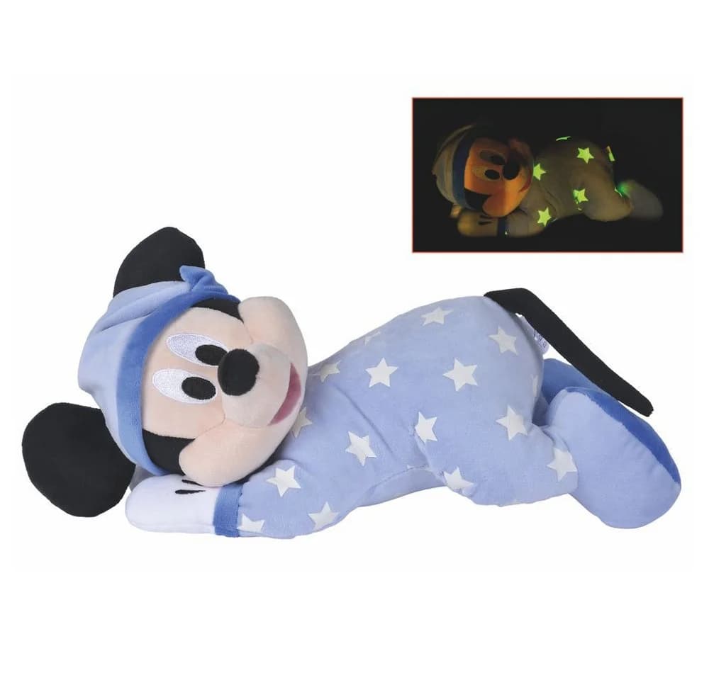 Disney Mickey Mouse Plüschfigur 30 cm Glow in the Dark Schlafanzug