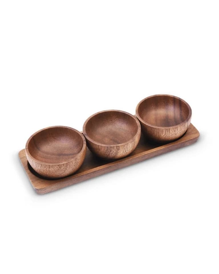 EKA Snackschale Akazienholz 4-teiliges Snack-Set