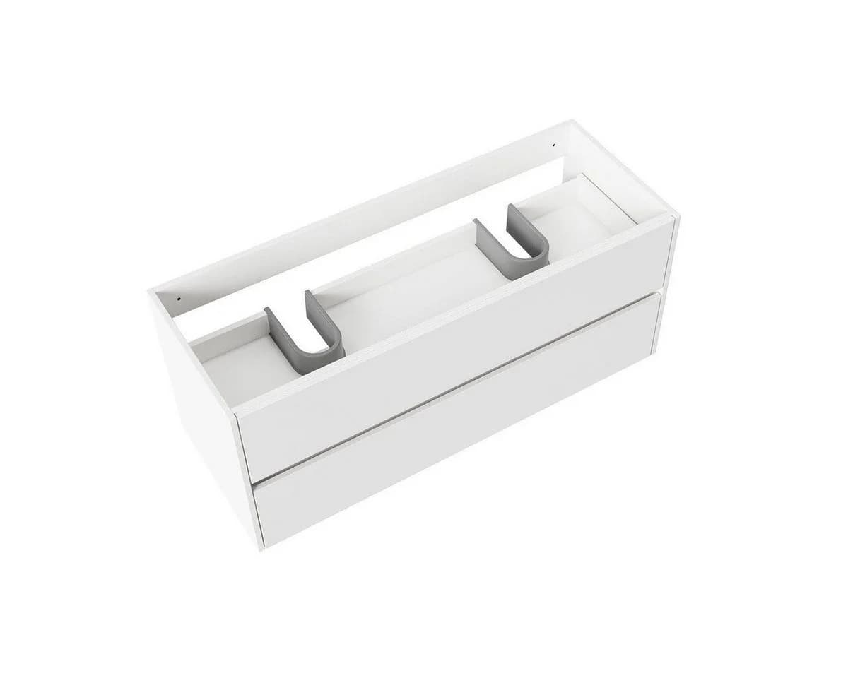 Belvit Waschbeckenschrank Drava 120 cm Weiß Hochglanz mit 2 Softclose-Schubladen