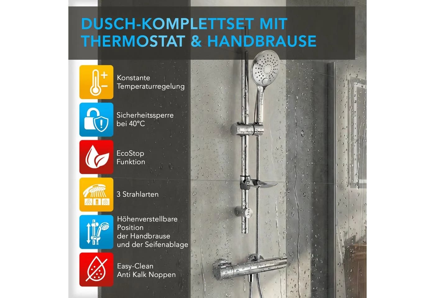 Hansgrohe Duscharmatur Ecostat 1001CL Thermostat Set Chrom Wandmontage