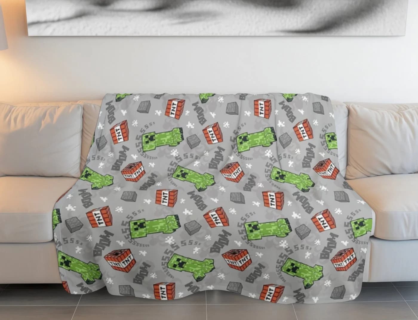 Minecraft Flanell Wohndecke 180x200 cm Kuscheldecke