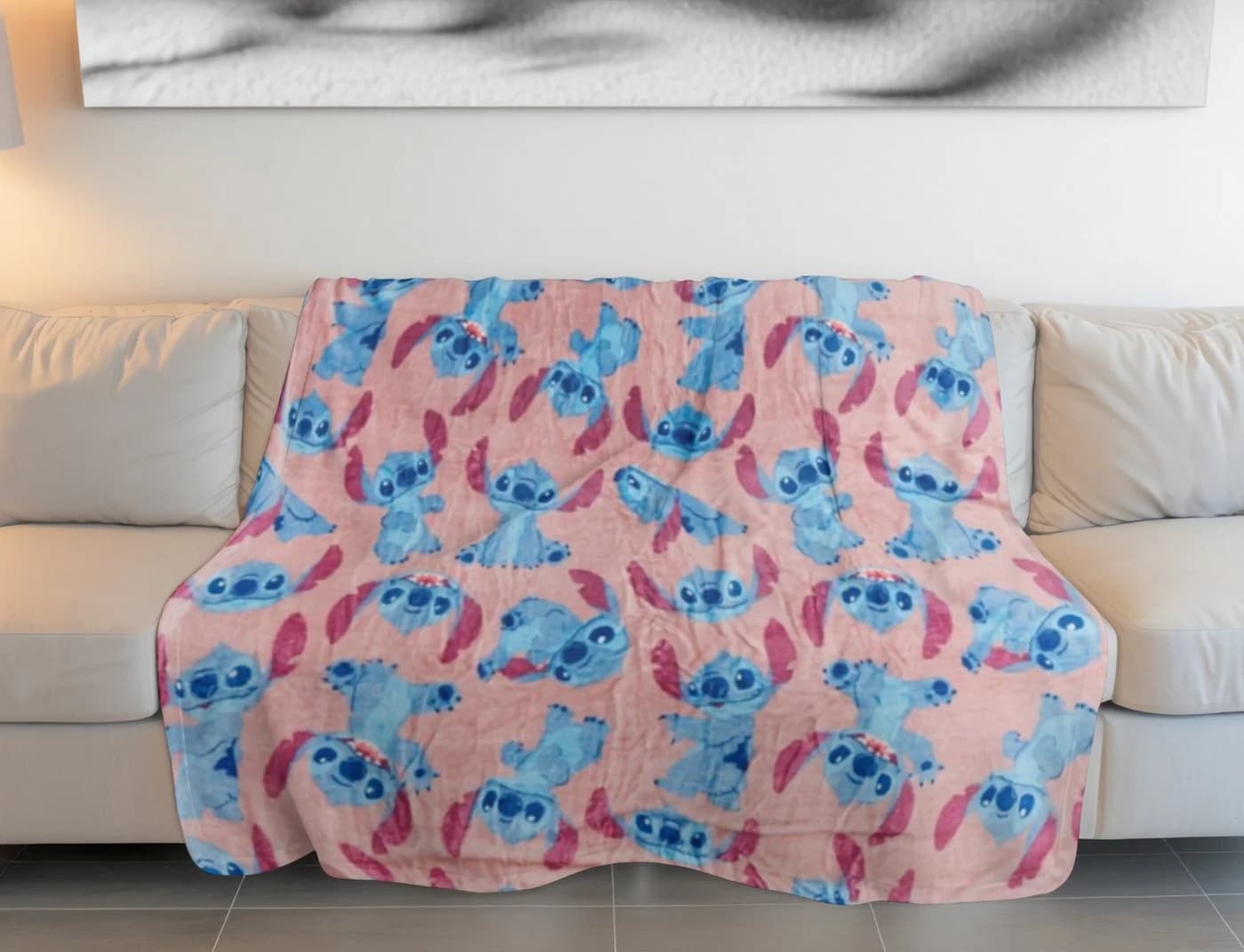 Lilo & Stitch Wohndecke Set 180x200 cm Flanell mit Mütze