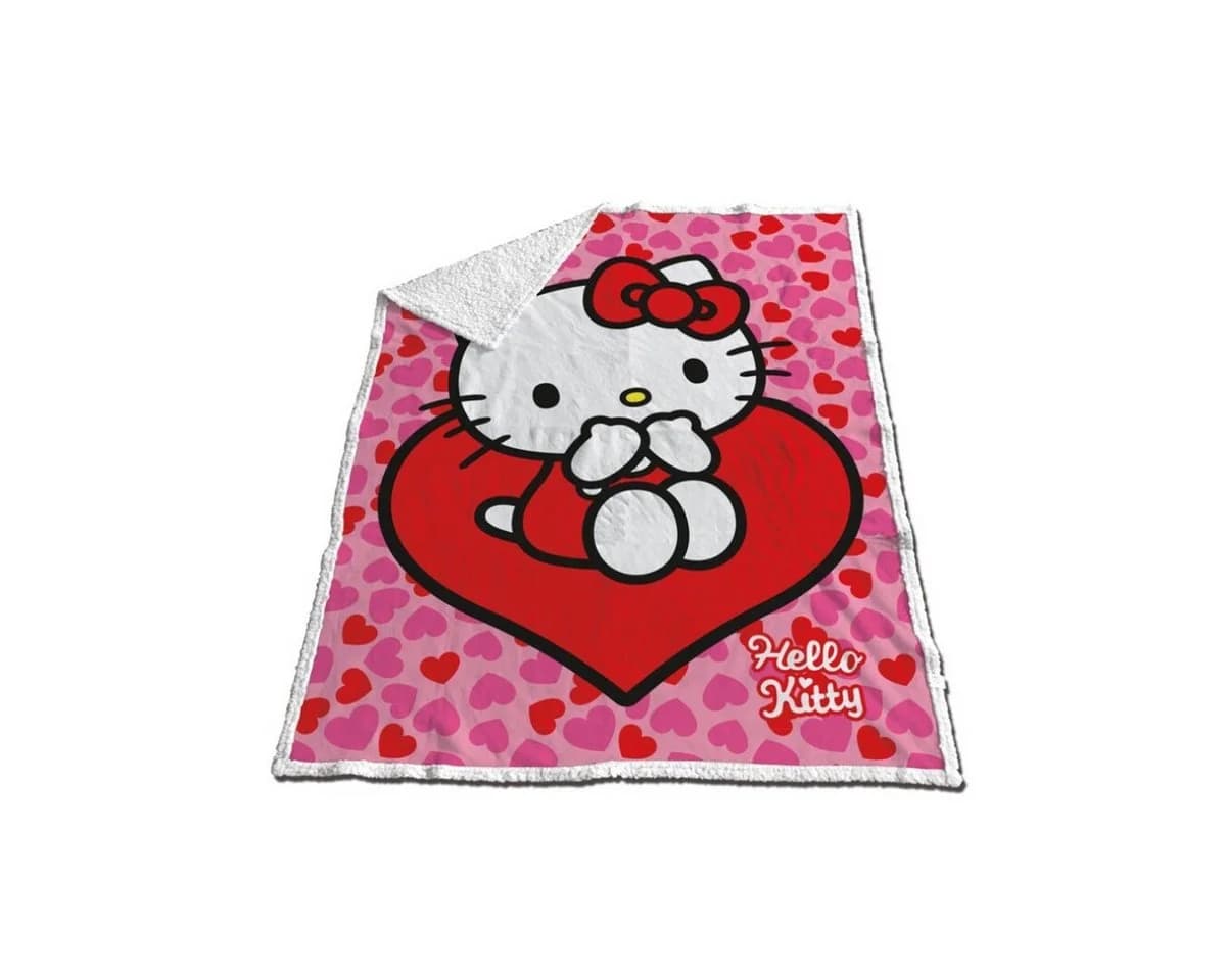 Wohndecke Hello Kitty Flanell 120 x 150 cm Kuscheldecke für Erwachsene & Kinder, Aymax sprl